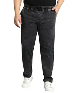Urbano Plus Men's Charcoal Black Regular Fit Washed Jogger Jeans Stretchable (pluscfjogpulltowlp-006-chablack-38)