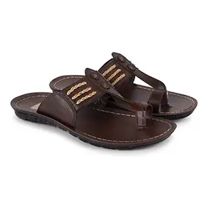PU-SPM Men's Casual Daily Flip Flops,Slippers (Brown Size: 5,P-253)