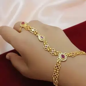 Generic Gold Brass Bracelet for Women | Cubic Zirconia/American Diamond | Free Size | Baju&Arm_FS_22cm87