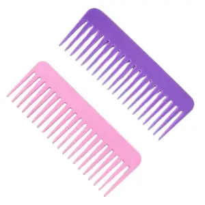 MICLAC 6 Inch Plastic Wide Tooth Hair Comb Set, Pack of 2 Multicolor Combs for Short Hair, Curly Hair, and Easy Styling, Ideal for Women’s Hairdressing