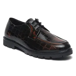 MUTAQINOTI Men's Sedona Tan Faux Leather Shoe Gothic Platform Handmade Formal Textured Laceups British Style Shoes for Men Officewear (Size-9 UK) (PSCCTN_GE)