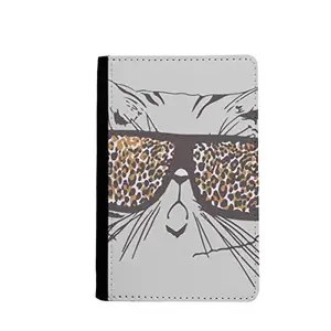 beatChong beatChong Leopard Print Sunglass Cat Head Animal Passport Holder Travel Wallet Cover Case Card Purse