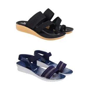 ZENWEAR Extra Soft Classic Casual wear with Ultra Soft Flexibility Technology Flip-Flop Combo for Women's/Girl's(6140+1930)(7) Multicolor