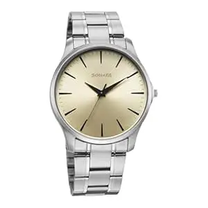 Sonata Ease with Beige Dial Silver Metal Strap Watch for Men - 77163SM07W