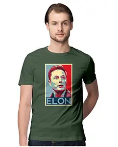 Men's Regular Fit T-Shirt Elon Musk Hope Style Pop Art 100% Cotton T-Shirt Olive Green; _Elon-OGREEN-S-MENR_bz