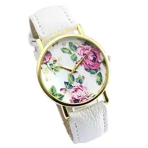 ITHANO - Geneva Rose Dial White Strap Analogue Quartz Women Wrist Watch-ITGENWH01