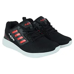 Lancer Mens INDUS-268 Black Running Shoe - 9 UK (INDUS-268BLK-RED-9)