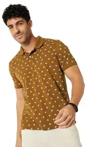 Max Men's Half Sleeves Regular Fit Printed Polo T-Shirt