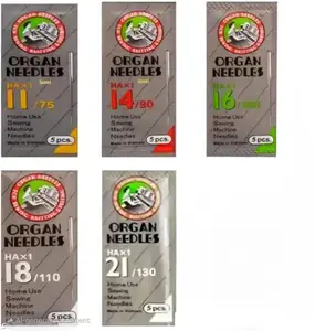 Organ Sewing Machine Needles 11-21, 5 Pieces per Pack