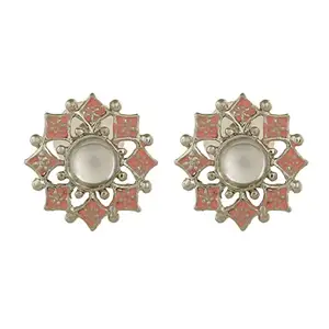 Estele Flower Shaped Meenakari Kundan Stud Earrings Collection for Girls & Women's