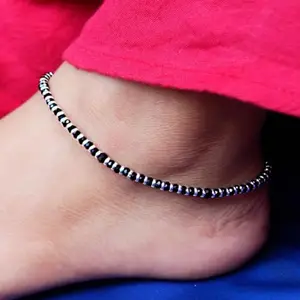Silver Poetry Adjustable Nazariya Anklet (Single/Pair) | Stylish & Elegant