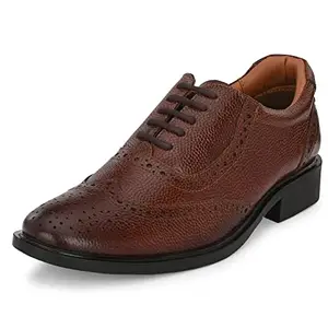 Auserio Men's Brogue Full Grain Leather Derby Lace Up Formal Shoes | Anti Skid Sole & Waxed Laces | Memory Foam Padded Insole | Shoes for Office & Parties | Tan 6 UK (SSE 054)