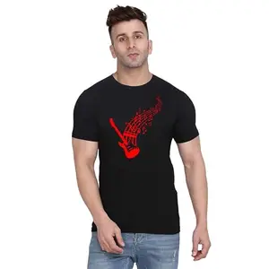 ALLEN BLACK Men's Round Neck T-Shirt,Men's T-Shirt Idea for Gym, Sports, Casual Outings,or Lounge Wear (GAR_ Tshrt_ XXL_7887_BZR) Black