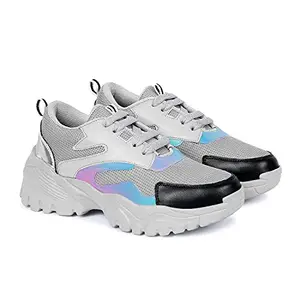 Longwalk Girl's Sports Shoes, Women Running Shoes Gym, Walking, Casual Shoes Grey