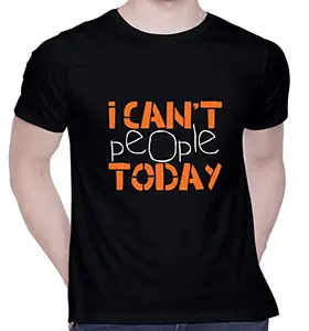 CreativiT Graphic Printed T-Shirt for Unisex Can't People Today Tshirt | Casual Half Sleeve Round Neck T-Shirt | 100% Cotton | D00641-9_Black_Small