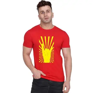 Fashions Love Men Cotton Half Sleeve Round Neck Stylish Mens Casual Wear Revolutionary Logo Creative Graphics Printed Printed T Shirt HSRR-3989-L Black