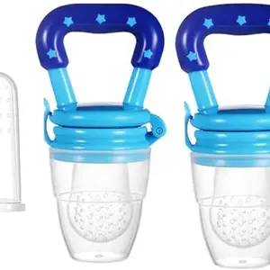 KINDAR CARE Silicone Fruit and Juice Feeder-Nipple for Baby | Oval | Multicolor | Pack of 3