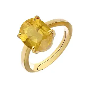 Anuj Sales 9.25 Ratti 8.50 Carat A+ Quality Natural Yellow Sapphire Pukhraj Gemstone Ring for Women's and Men's