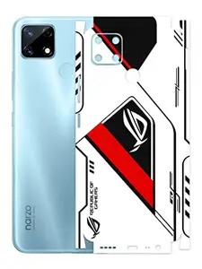 AtOdds - Realme Narzo 20 Mobile Back Skin Rear Screen Guard Protector Film Wrap (Coverage - Back+Camera+Sides) (Rog Red)