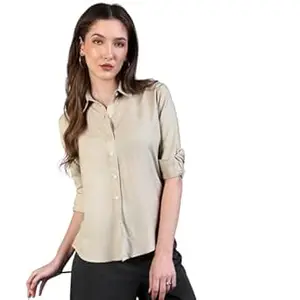 Urbano Fashion Women's Modal Viscose Full Sleeve Regular Fit Casual Solid Shirt with Regular Collar