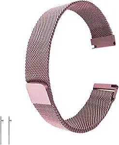 Metal Magnetic Watch Band Mesh Woven Quick Release Strap Adjustable Stainless Steel Replacement Straps (Rose Gold, 20mm)