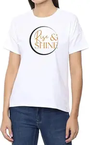 Rise & Shine (ORA) White Women Round Neck T-Shirt