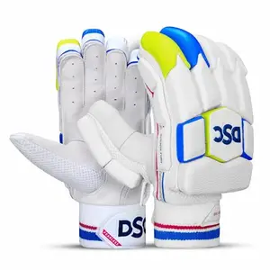 DSC Intense Fury Leather Cricket Batting Gloves, Mens Left (White Black)