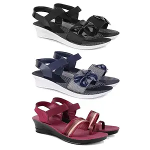 Trendy Open-Toe Sandals for Women – Soft Padded Footbed, Summer Wear | (COMBO-3)-1969-1972-1962-8