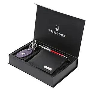 WildHorn Gift Hamper for Men I Leather Wallet, Keychain & Pen Combo Gift Set I Gift for Friend, Boyfriend,Husband,Father, Son etc