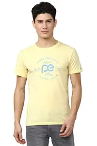 Peter England Men's Slim T-Shirt (PJKCPSNF221468_Light Yellow M)