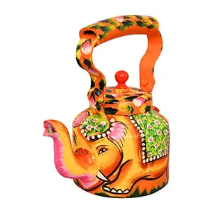 Generic Rajasthani Haat and Craft Handicraft Elephant Designer Hand Painted Tea/Coffe Kettle Chai ki Ketli for Home and Decor (Multicolor,16 cm x 12 cm x 22 cm)