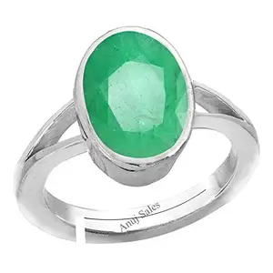 Anuj Sales 5.00 Ratti Certified Natural Emerald Panna Panchdhatu Adjustable Rashi Ratan Silver Plating Ring for Astrological Purpose Men & Women