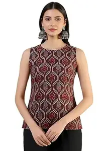 Pinkmint Women’s Printed Sleeveless Top for Women & Girls | Pure Cambric Cotton Fabric | Regular Fit | Soft, Breathable| Ideal for Casual, Daily, Office & Summer Wear (Available in Plus Size)