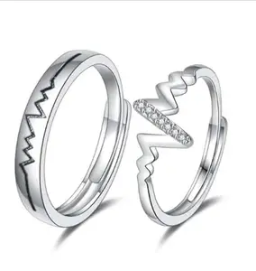 VIEN® Angel Wings Couple Ring Set Fashion Silver Plated Rings For Women Men Cubic Zirconia Crystal Ring