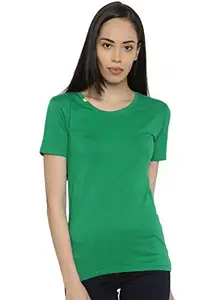 TRUEREVO Women's Slim Fit Ultimate Stretch Cotton Tshirt (Green, Small)