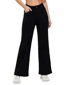 KITTY FASHION Straight FIT Jeans for Women (in, Numeric, 36, Regular, Black)