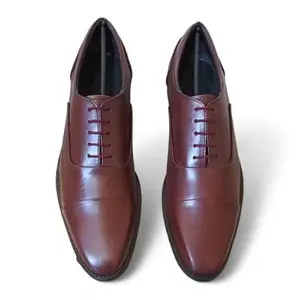PHABHU Cherry Color Real Leather Oxford Shoes for Men | Formal Shoe (Cherry, 9)