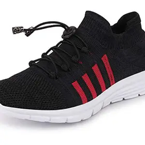 FAUSTO Men's FST KI-6052 BLACK-42 Black Sports Lace Up Outdoor Running Shoes (8 UK)