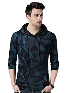 EYEBOGLER Men's Hooded Neck Full Sleeves Printed Regular Fit T-Shirt