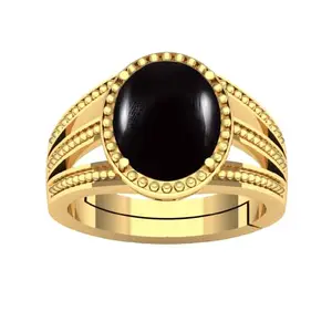 APSSTONE 4.25 Ratti Sulemani Hakik Ring Akik Ring Original Natural Black Haqiq Precious Gemstone Hakeek Astrological Gold Plated Adjustable Ring Size 16-24 for Men and Women,s