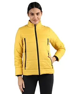 CHKOKKO Women's Polyester Winter Wear Quilted Standard Length Jacket Mustard,Large