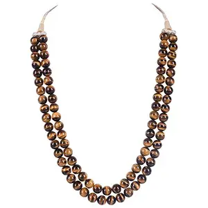 The Bling Stores Tiger Eye Stone Beads Necklace for Girls and Womens, Women's Shell Tiger Eye Stone Beads Necklace Line