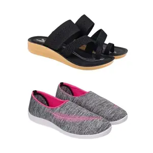 ZENWEAR Extra Soft Classic Casual wear with Ultra Soft Flexibility Technology Flip-Flop Combo for Women's/Girl's(6140+1543)(6) Multicolor