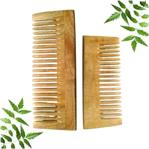 Kachhi neem wooden Small Shampoo And Big Shampoo Comb Combo - For Anti Bacterial, Anti Dandruff, Hair Fall Treatment