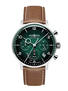 Zeppelin Leather Lz 129 Hindenburg Chronograph|Date|Small Seconds Analog Dial Color Green Men'S Watch - 80864_N