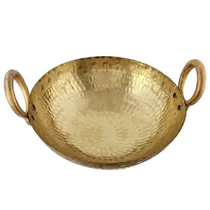 Pure Brass(pital) Hand Made Heavy kadai for Cooking 2000 ml (10x3.5 inch)