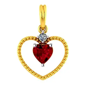 P.C. Chandra Jewellers 14kt (585) Yellow Gold Heart Shaped Pendant With A Mini Heart For Women & Girls - 0.47 Gram