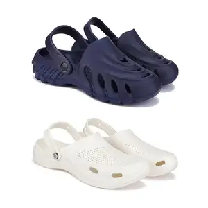 WINGSCRAFT Lightweight Classic Clogs || Sandals with Slider for Men-Combo(2)-3136-3147-10 White-3177