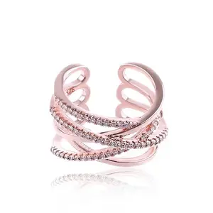 MYKI Diamond-like brilliance Simply Gorgeous Criss-Cross Beautiful Zircon Adjustable Ring For Women & Girls