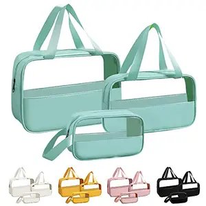 Keetly Toiletry Bag for Women Clear Travel Toiletry Bag Travel Makeup Bag Hanging Toiletry Bag for Men Toiletry Bags for Traveling Women Travel Bag for Toiletries Transparent Set(Green)